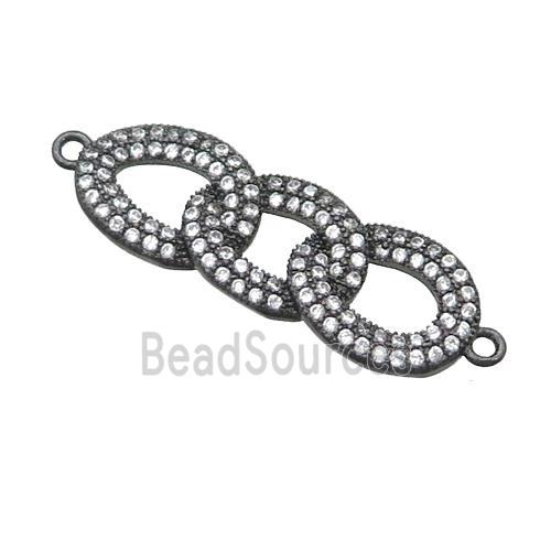 copper link connector pave zircon, balck plated