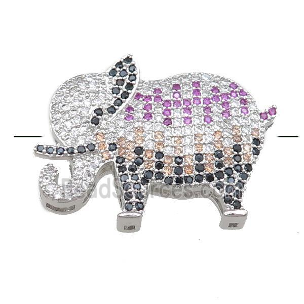 copper elephant beads pave zircon, platinum plated