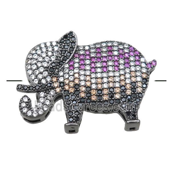 copper elephant beads pave zircon, black plated