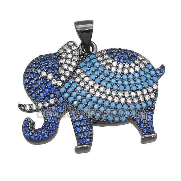 copper elephant pendant pave zircon, black plated