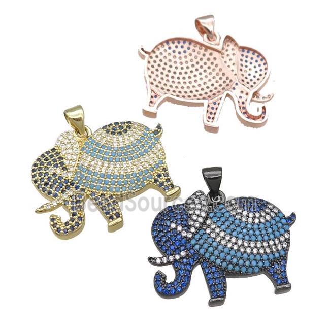 copper elephant pendant pave zircon, mixed