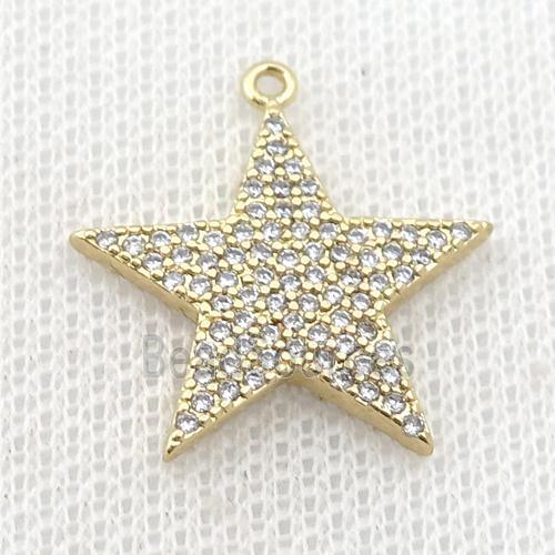 copper star pendant pave zircon, gold plated