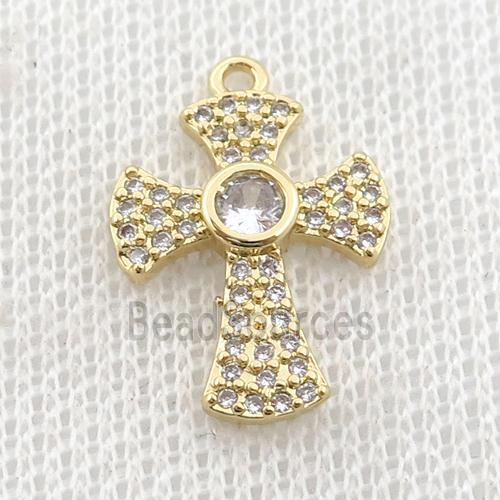 copper cross pendant pave zircon, gold plated