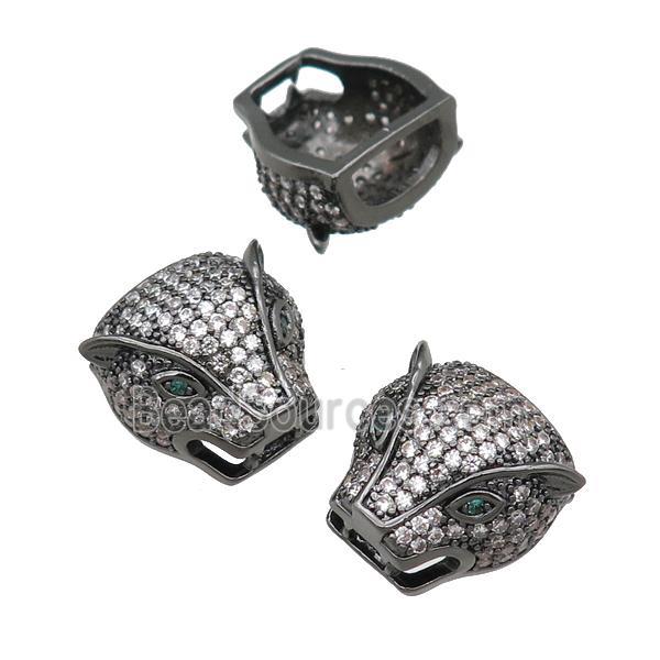 copper leopardhead beads pave zircon, black plated