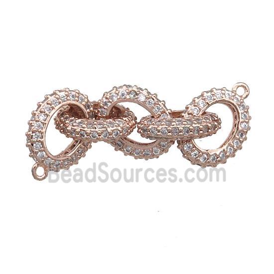 Copper Linker Connector Pave Zircon, Oval, Rose Gold