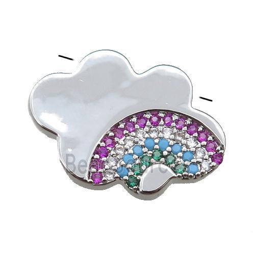 copper cloud pendant pave rainbow zircon, platinum plated