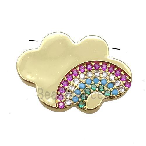 copper cloud pendant pave rainbow zircon, gold plated