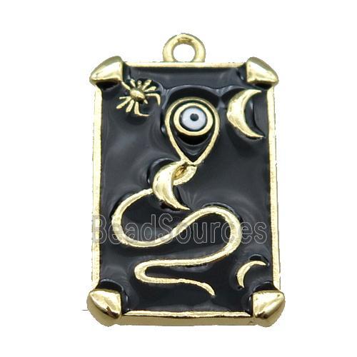 Copper Tarot Card Pendant with Black Enamel, Gold Plated