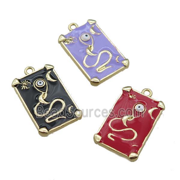 Copper Tarot Card Pendant with Enamel, Mix, Gold Plated