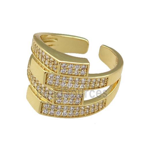 adjustable copper Rings pave zircon, gold plated