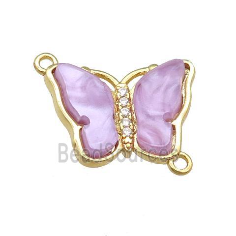 lavender Resin Butterfly Connector, gold plated