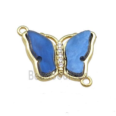 blue Resin Butterfly Connector, gold plated