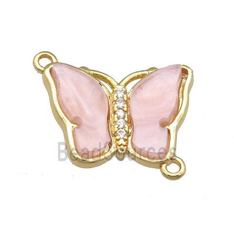 lt.pink Resin Butterfly Connector, gold plated