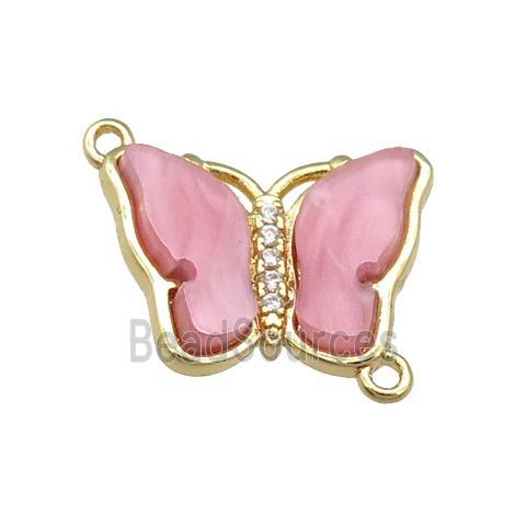 pink Resin Butterfly Connector, gold plated