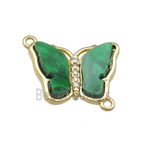 green Resin Butterfly Connector, gold plated