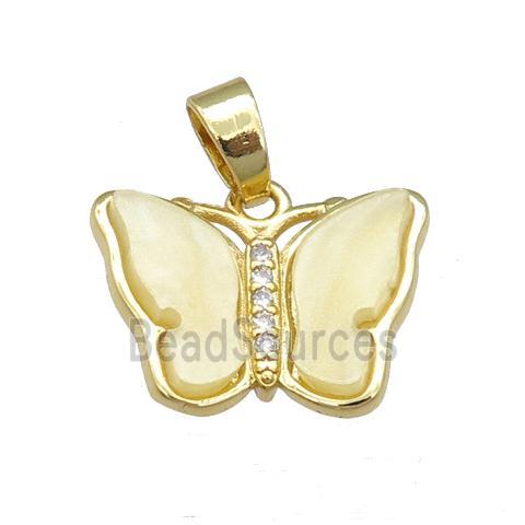 yellow Resin Butterfly Pendant, gold plated