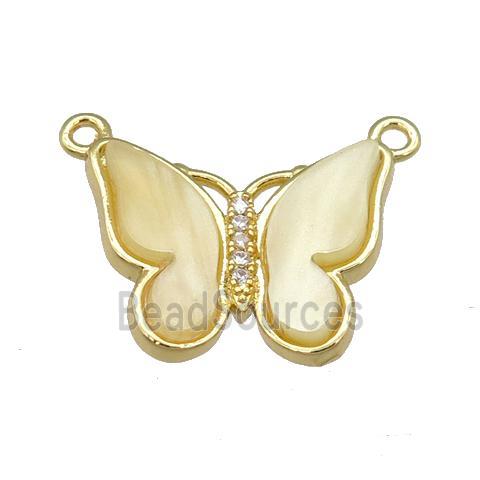 lt.yellow Resin Butterfly Pendant with 2loops, gold plated