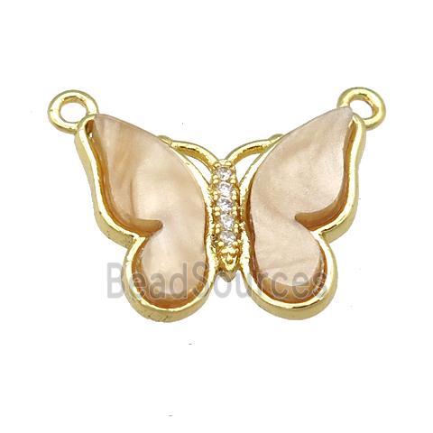 brown Resin Butterfly Pendant with 2loops, gold plated