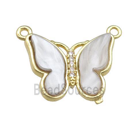 gray Resin Butterfly Pendant with 2loops, gold plated