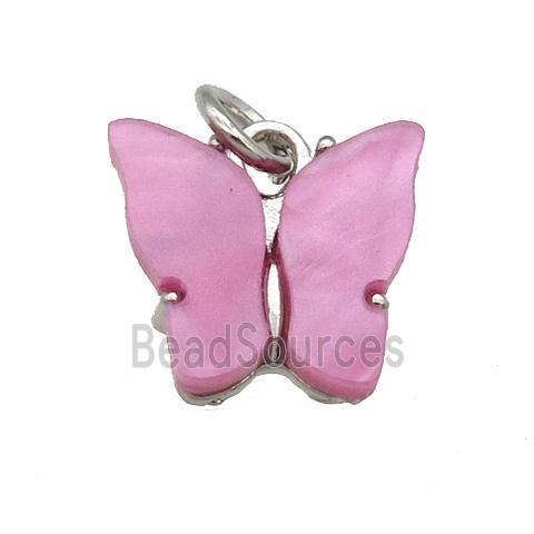 dp.pink Resin Butterfly Pendant, platinum plated