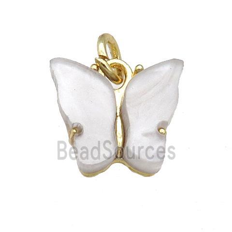 gray Resin Butterfly Pendant, gold plated