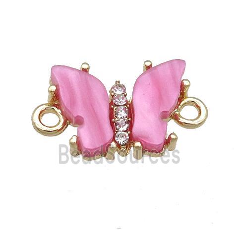 pink Resin Butterfly Connector, gold plated