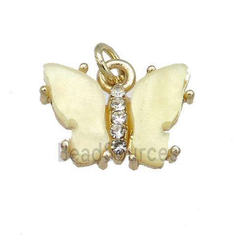 yellow Resin Butterfly Pendant, gold plated