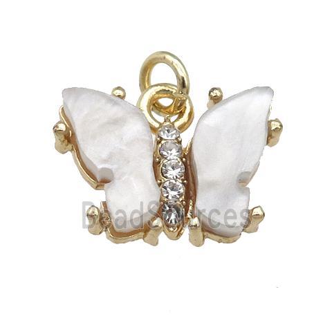 gray Resin Butterfly Pendant, gold plated