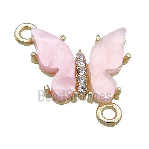 lt.pink Resin Butterfly Connector, gold plated