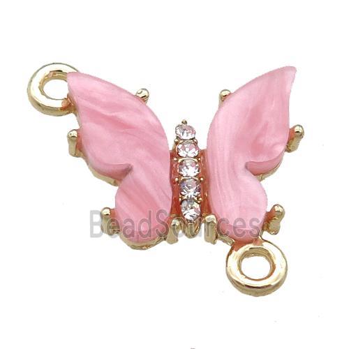 pink Resin Butterfly Connector, gold plated