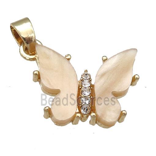 brown Resin Butterfly Pendant, gold plated