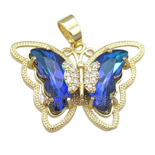 dp.blue Crystal Glass Butterfly Pendant, gold plated