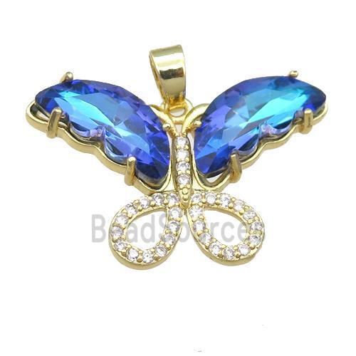 dp.blue Crystal Glass Butterfly Pendant, gold plated