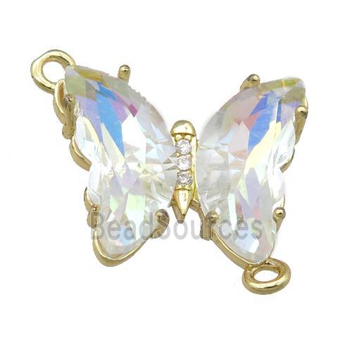 clear AB-color Crystal Glass Butterfly Connector, gold plated