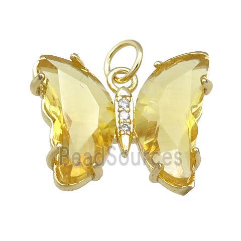 golden Crystal Glass Butterfly Pendant, gold plated