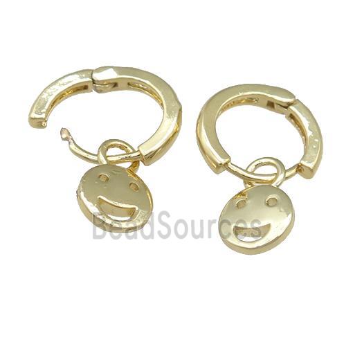 copper hoop Earrings with emoji, gold plated