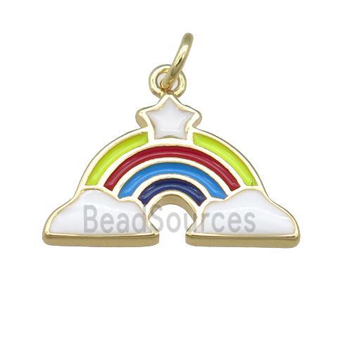 copper Rainbow charm pendant, enamel, gold plated