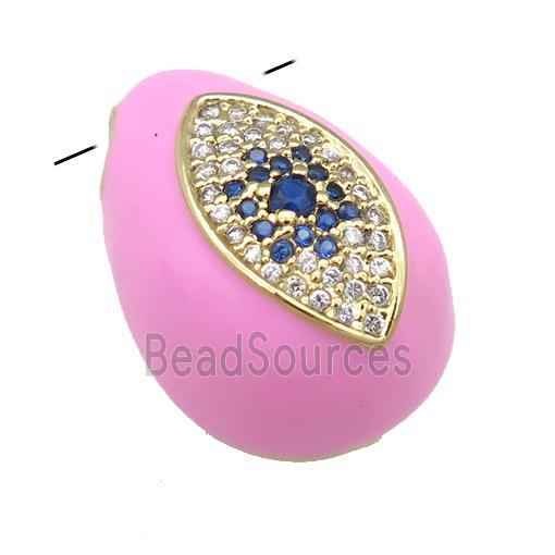 copper carapace pendant pave zircon with pink Enamel, gold plated