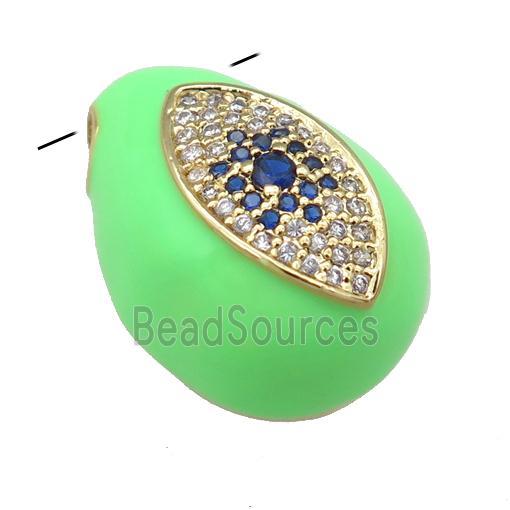 copper carapace pendant pave zircon with green Enamel, gold plated