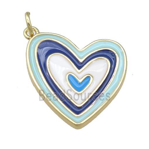 copper enamel heart pendant, gold plated