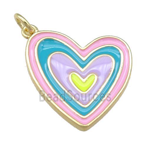 copper enamel heart pendant, gold plated