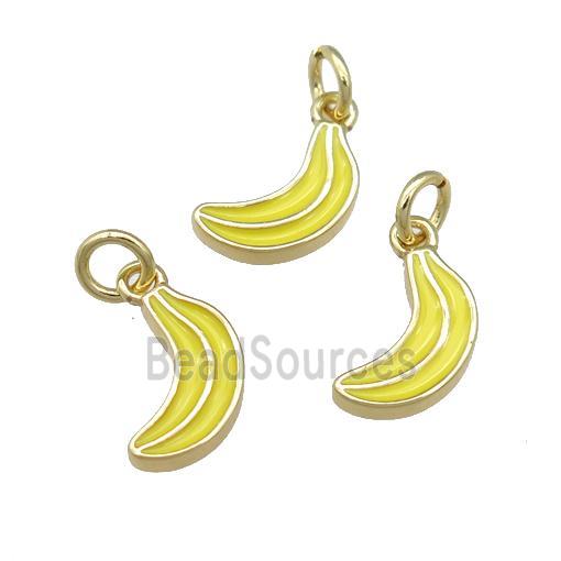 copper banana pendant with yellow enamel, gold plated