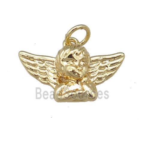 copper Cherub Angel pendant, gold plated