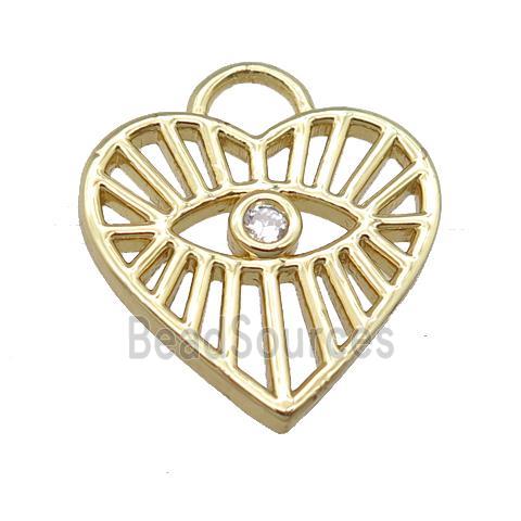 copper heart pendant pave zircon, gold plated