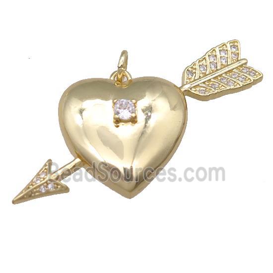 copper cupid pendant pave zircon, gold plated