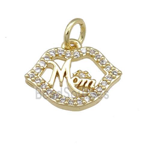 copper Lip pendant pave zircon, MOM, gold plated