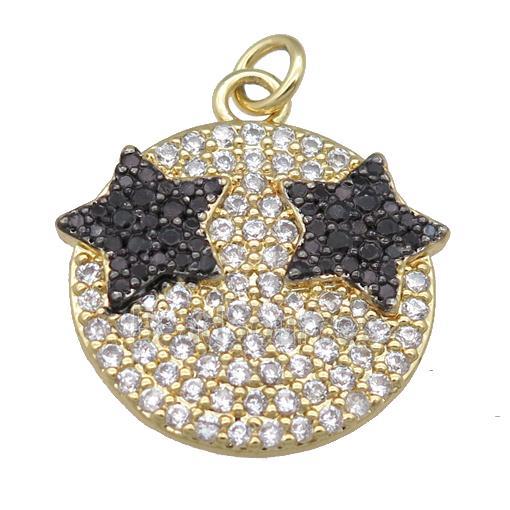 copper emoji pendant pave zircon, gold plated