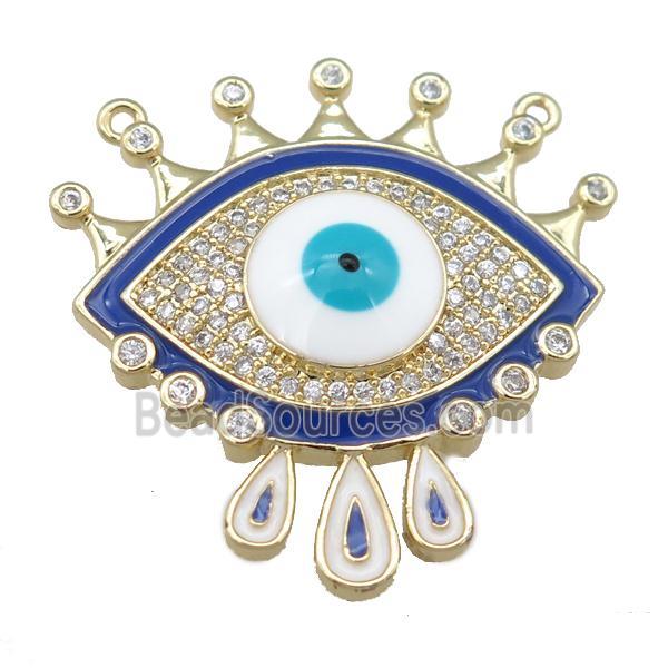 copper Evil Eye pendant pave zircon, enamel, gold plated