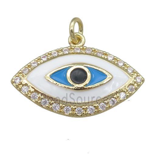 copper eye pendant pave zircon, enamel, gold plated