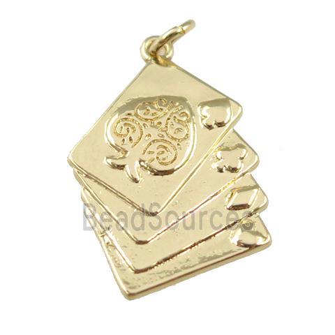 copper card pendant, carved, gold plated